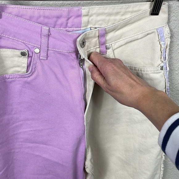 Ragged Priest Straight Leg Wonder Jeans 2 Tone Bicolor Beige Lilac Sz 26 - Picture 5 of 16